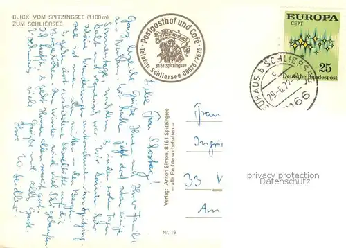 AK / Ansichtskarte Schliersee Blick vom Spitzingsee Schliersee