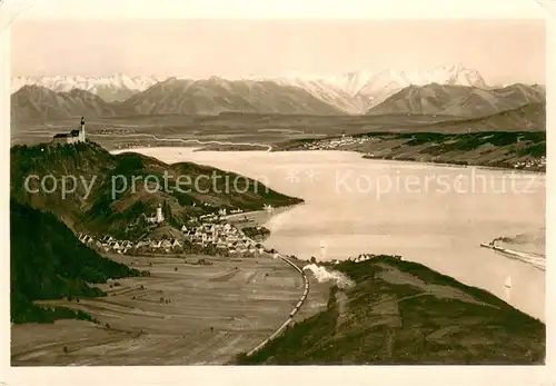 AK / Ansichtskarte Andechs Kloster Andechs und Herrsching am Ammersee mit Zugspitzgruppe Andechs