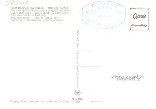 AK / Ansichtskarte Bad_Sachsa_Harz Hotel Berghof Ravensberg Fliegeraufnahme Bad_Sachsa_Harz