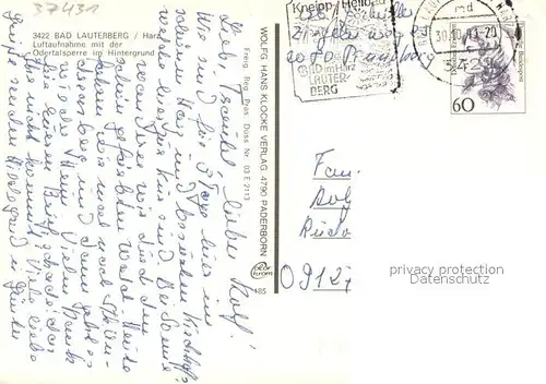 AK / Ansichtskarte Bad_Lauterberg Fliegeraufnahme mit Odertalsperre Bad_Lauterberg