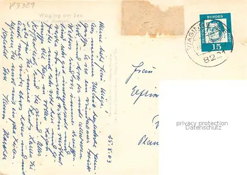 AK / Ansichtskarte Waging_See Fliegeraufnahme mit Hochgern und Hochfelln Waging_See