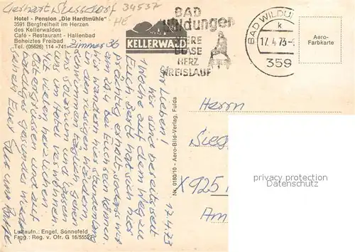 AK / Ansichtskarte Bergfreiheit Hotel Pension Die Hardtmuehle mit Freibad Fliegeraufnahme Bergfreiheit