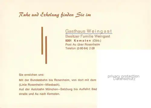 AK / Ansichtskarte Kematen_Bad_Feilnbach Gasthaus Weingast Kematen_Bad_Feilnbach