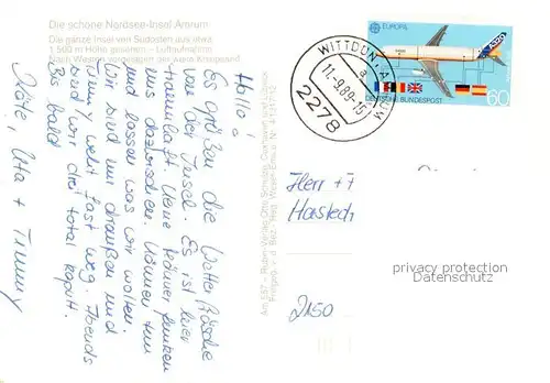 AK / Ansichtskarte Amrum Nordseeinsel Kniepsand Fliegeraufnahme von Suedosten aus ca. 1500 m Hoehe Amrum