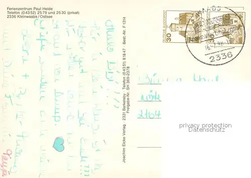 AK / Ansichtskarte Kleinwaabs Ferienzentrum Paul Heide an der Ostsee Fliegeraufnahme Kleinwaabs