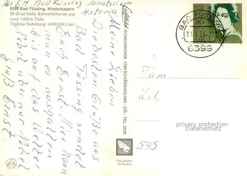 AK / Ansichtskarte Bad_Fuessing Schwefeltherme Fliegeraufnahme Bad_Fuessing