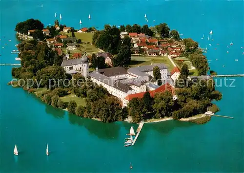 AK / Ansichtskarte Fraueninsel_Chiemsee Kloster Abtei Frauenwoerth Fliegeraufnahme Fraueninsel Chiemsee