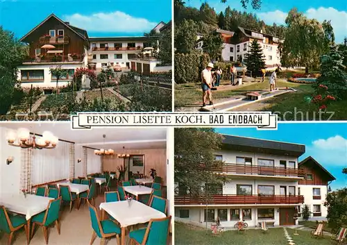 AK / Ansichtskarte Bad_Endbach Pension Lisette Koch Gaststube Garten Minigolfanlage Bad_Endbach