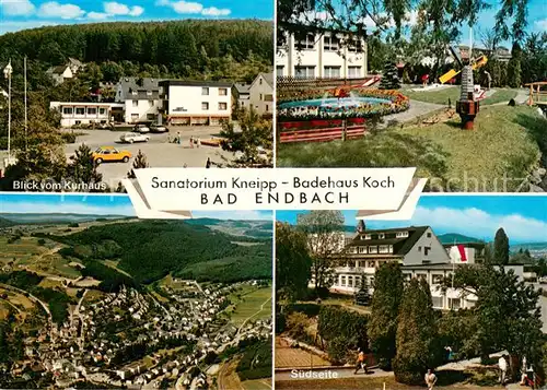 AK / Ansichtskarte Bad_Endbach Sanatorium Kneipp Badehaus Koch Kurhausblick Terrasse Fliegeraufnahme Suedseite Bad_Endbach