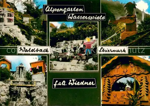 AK / Ansichtskarte Waldbach_Steiermark Alpengarten Wasserspiele Teilansichten Waldbach_Steiermark