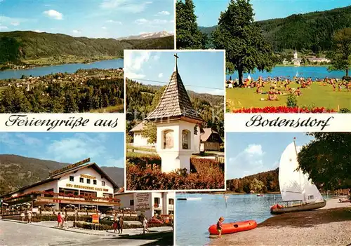 AK / Ansichtskarte Bodensdorf_Ossiacher_See Panorama Badeanlagen Bildstock Hallenbad Strand Bodensdorf_Ossiacher_See