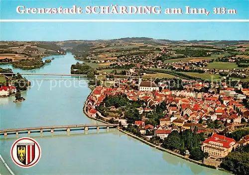 AK / Ansichtskarte Schaerding_Inn Fliegeraufnahme mit Kneipp Kuranstalt der Barmherzigen Brueder Schaerding Inn