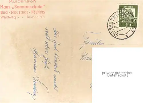 AK / Ansichtskarte Bad_Neustadt Kurpension Haus Sonnenschein Bad_Neustadt