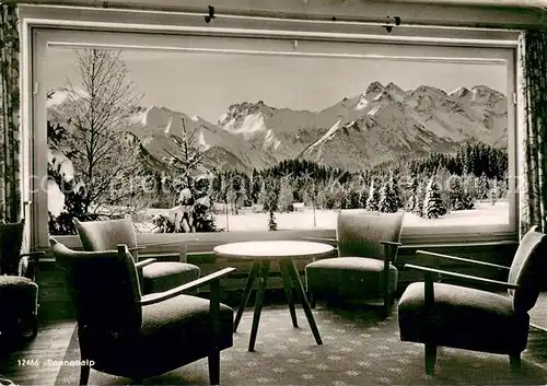 AK / Ansichtskarte Sonthofen_Oberallgaeu Alpen Moor und Kneippbad Sonnenalp Aufenthaltsraum Sonthofen Oberallgaeu