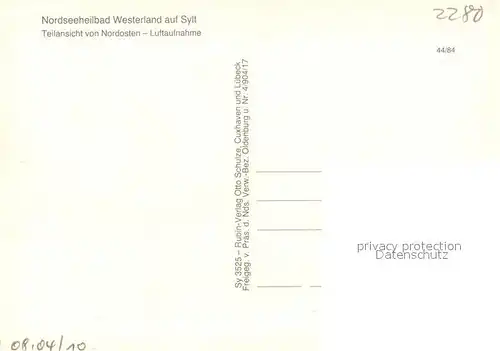 AK / Ansichtskarte Westerland_Sylt Fliegeraufnahme von Nordosten Westerland_Sylt