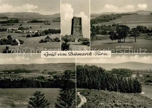 AK / Ansichtskarte Bad_Salzuflen Blick vom Bismarckturm zur Westfaelischen Pforte nach Bonstapel Wuesten und Hoellenstein mit Isdorf Bad_Salzuflen