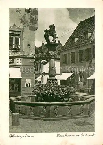 AK / Ansichtskarte Offenburg Loewenbrunnen am Fischmarkt Offenburg