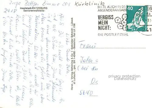 AK / Ansichtskarte Ratzeburg Seniorenwohnsitz Fliegeraufnahme Ratzeburg
