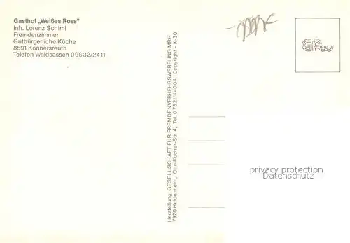 AK / Ansichtskarte Konnersreuth_Oberpfalz Gasthof Weisses Ross Brunnen Konnersreuth Oberpfalz