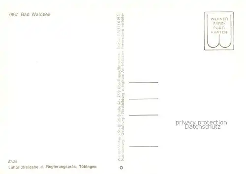 AK / Ansichtskarte Bad_Waldsee Fliegeraufnahme Bad_Waldsee