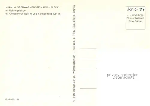 AK / Ansichtskarte Fleckl_Oberwarmensteinach Fliegeraufnahme mit Ochsenkopf und Schneeberg 