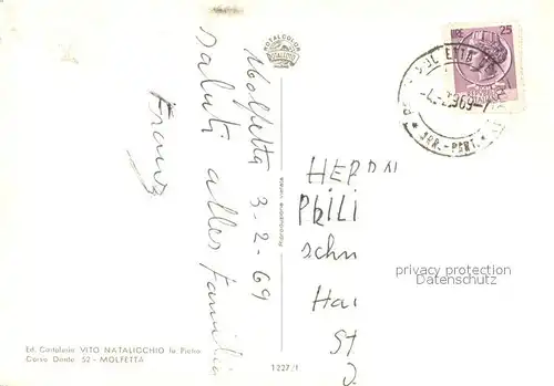 AK / Ansichtskarte Molfetta Hafen Ortspartien Denkmal Molfetta