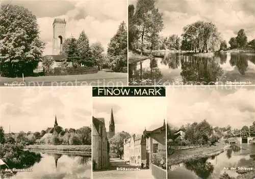 AK / Ansichtskarte Finow_Eberswalde Wasserturm Schwanenteich Finowkanal Brueckenstrasse Schleuse Finow Eberswalde