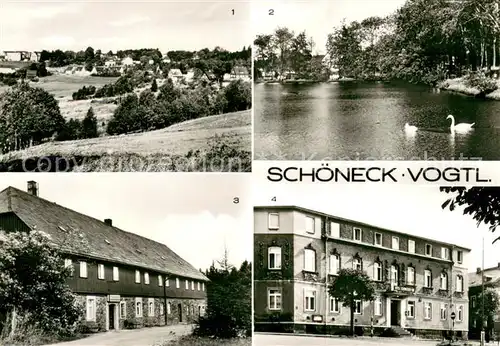 AK / Ansichtskarte Schoeneck_Vogtland Teilansicht Stadtteich Ferienheim Tannenhaus HO Gaststaette Schoenecker Hof FDGB Vertragshaus Schoeneck_Vogtland