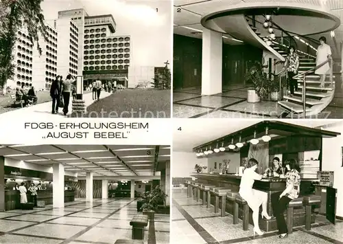 AK / Ansichtskarte Friedrichroda FDGB Erholungsheim August Bebel Wendeltreppe Empfangshalle Hallenbad Friedrichroda