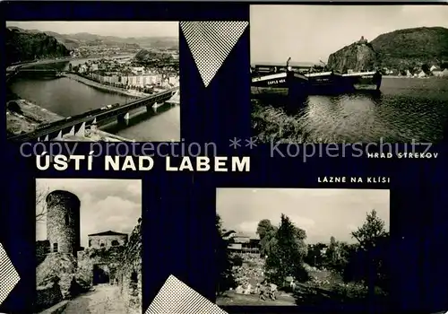 AK / Ansichtskarte Usti_nad_Labem Panorama Elbe Hrad Strekov Burg Lazne na Klisi Usti_nad_Labem