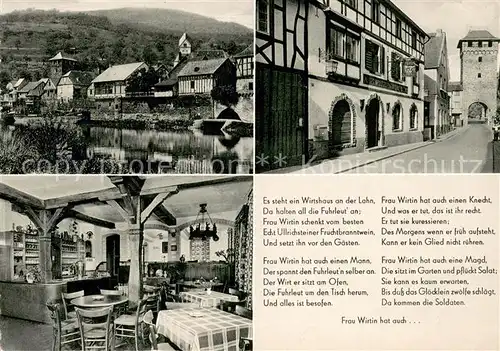 AK / Ansichtskarte Dausenau Altes historisches Wirtshaus an der Lahn Stadttor Gedicht Dausenau
