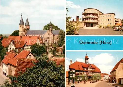 AK / Ansichtskarte Gernrode_Harz Am Spittelplatz FDGB Erholungsheim Fritz Heckert Rathaus Gernrode Harz