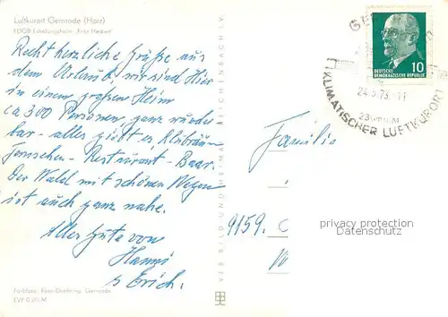 AK / Ansichtskarte Gernrode_Harz FDGB Erholungsheim Fritz Heckert Gernrode Harz