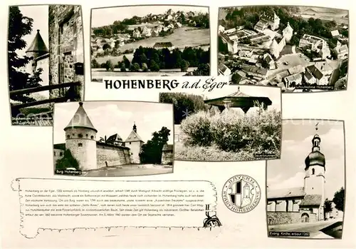 AK / Ansichtskarte Hohenberg_Eger Heimstaette des Sueddeutschen Sozialwerkes Storchenturm Panorama Fliegeraufnahme Burg Hohenberg Ev Kirche Hohenberg Eger