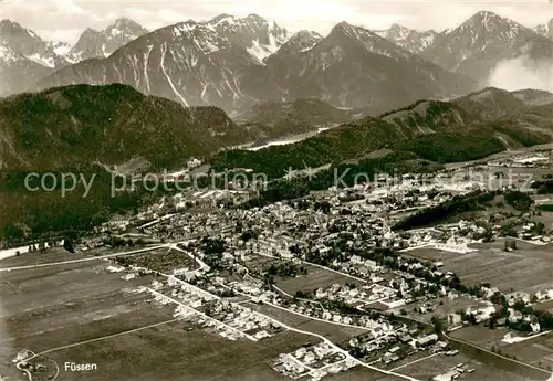 AK / Ansichtskarte Fuessen_Allgaeu Fliegeraufnahme mit Bad Faulenbach Tiroler und Allgaeuer Hochgebirge Fuessen Allgaeu