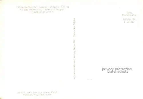 AK / Ansichtskarte Fuessen_Allgaeu Fliegeraufnahme mit Bad Faulenbach Tiroler und Allgaeuer Hochgebirge Fuessen Allgaeu