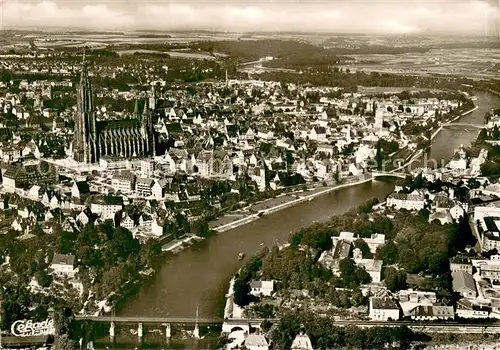 AK / Ansichtskarte Ulm_Donau Fliegeraufnahme mit Ulmer Muenster Ulm_Donau
