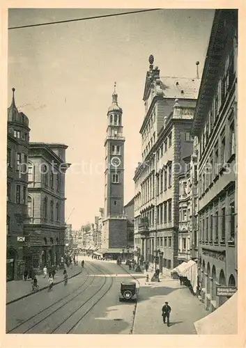 AK / Ansichtskarte Augsburg Maximilianstrassemit Rathaus und Perlachturm Augsburg