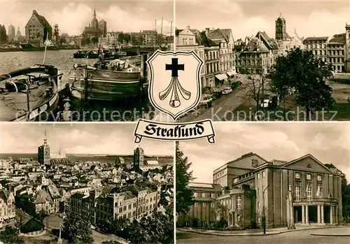 AK / Ansichtskarte Stralsund Hafen Neuer Markt Stadtblick Stadttheater 