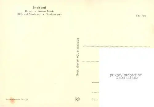 AK / Ansichtskarte Stralsund Hafen Neuer Markt Stadtblick Stadttheater 