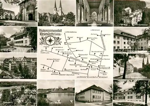 AK / Ansichtskarte Neuendettelsau Diakonissenanstalt Kirche Krankenhaus Kurheim Schule Kindergarten Weiher Neuendettelsau