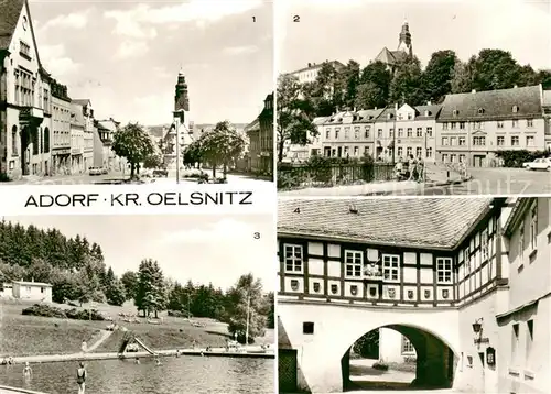 AK / Ansichtskarte Adorf_Vogtland Ernst Thaelmann Platz Elsterstrasse Waldbad Heimatmuseum Adorf_Vogtland