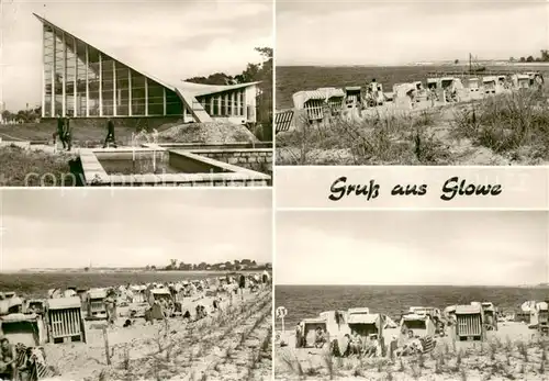 AK / Ansichtskarte Glowe_Ruegen Restaurant Ostseeperle Strandkoerbe am Strand Glowe Ruegen
