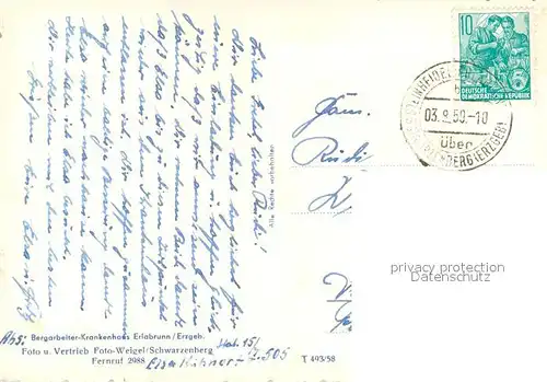 AK / Ansichtskarte Erlabrunn_Erzgebirge Bergarbeiter Krankenhaus Erlabrunn_Erzgebirge