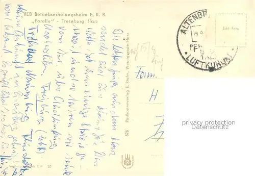 AK / Ansichtskarte Treseburg_Harz VEB Betriebserholungsheim Forelle Treseburg Harz