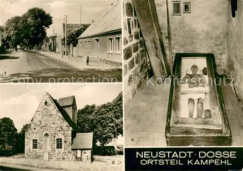 AK / Ansichtskarte Kampehl Teilansicht 700jaehrige Wehrkirche Denkmalschutz Gruft Ritter von Kahlbutz Kampehl
