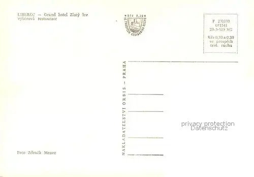 AK / Ansichtskarte Liberec Grand hotel Zlaty lev vyberova restaurace Liberec