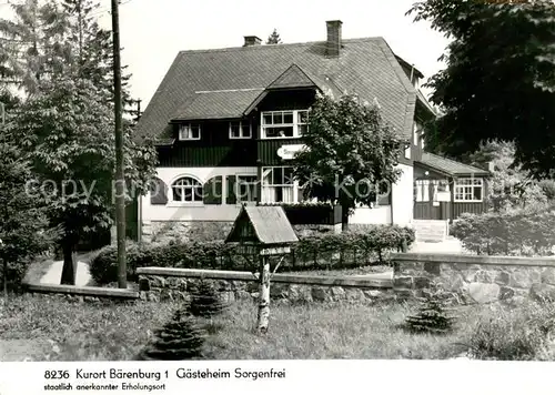 AK / Ansichtskarte Baerenburg_Sachsen Gaesteheim Sorgenfrei Baerenburg Sachsen