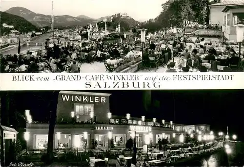 AK / Ansichtskarte Salzburg_Oesterreich Blick vom Grand Cafe Winkler mit Nachtansicht Salzburg_Oesterreich