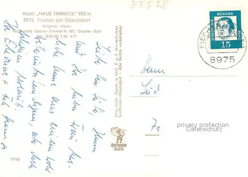 AK / Ansichtskarte Fischen_Allgaeu Hotel Haus Tanneck Fischen Allgaeu